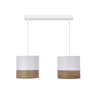 Bianco lampa wisząca biały 2x40W E27 abażur biały+orzechowy, biały + orzechwoy