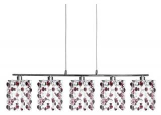 Classic zwis 5x40W G9 burgund, chromowy, kryształki burgund