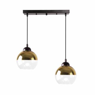 Contessa lampa wisząca czarny 2x40 E27 klosz złoty, czarno złoty