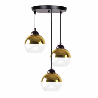Contessa lampa wisząca talerz czarny 3x40 E27 klosz złoty