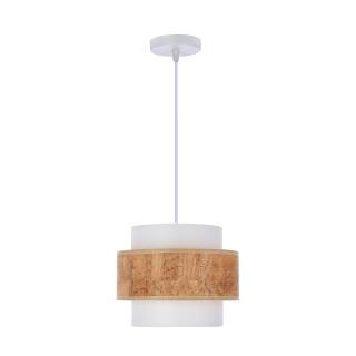 Cork lampa wisząca biały 1x40W E27 abażur biały+beżowy, biały + beżowy