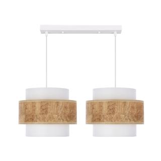 Cork lampa wisząca biały 2x40W E27 abażur biały+beżowy, biały + beżowy