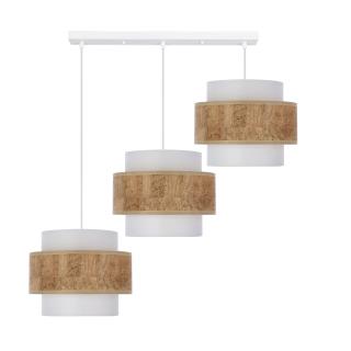 Cork lampa wisząca biały 3x40W E27 abażur biały+beżowy, biały + beżowy