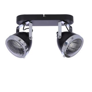 Crazy lampa sufitowa listwa czarny 2x15W GU10 klosz bezbarwny, czarny+chromowy+bezbarwny
