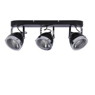 Crazy lampa sufitowa listwa czarny 3x15W GU10 klosz bezbarwny, czarny+chromowy+bezbarwny