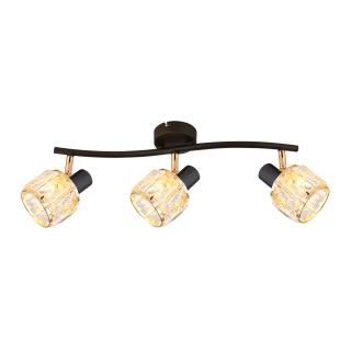 Dubai lampa sufitowa listwa czarny 3x40W E14 klosz różowy złoty kryszt transp