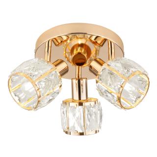 Dubai lampa sufitowa plafon różowy złoty 3x40W E14 klosz złoty z kryszt transp