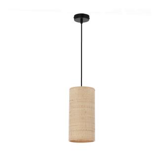 Fleri lampa wisząca czarny 1x60 E27 abażur 12x25 beżowy ratan