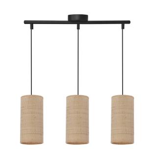 Fleri lampa wisząca czarny 3x60 E27 abażur 12x25 beżowy ratan