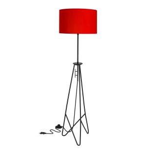 Float lampa podłogowa czarna 1x60W E27 abażur czerwony, czarny + czerwony