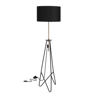Float lampa podłogowa czarno złota 1x60W E27 abażur czarny, czarny + złoty