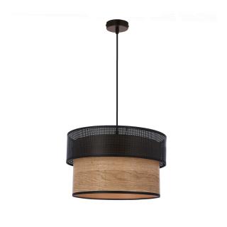 Fornero lampa wisząca chromowy 1x60W E27 abażur czarny+drewniany, czarny + drewniany