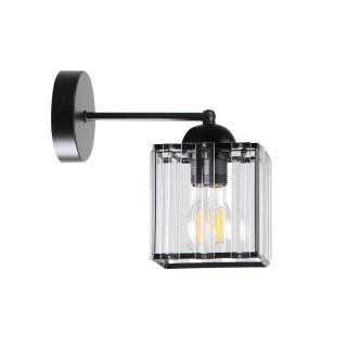 Glassia lampa kinkiet czarny 1x40 E27 klosz czarny+kryształy bezbarwne