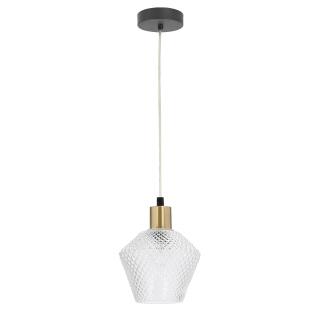 Greniko lampa wisząca czarny 1x40W E14 klosz bezbarwny, czarny + złoty