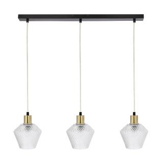 Greniko lampa wisząca czarny 3x40W E14 klosz bezbarwny, czarny + złoty
