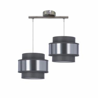 Hare lampa wisząca chromowy 2x60W E27 abażur szary+srebrny, chrom, szary + srebrny