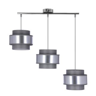 Hare lampa wisząca chromowy 3x60W E27 abażur szary+srebrny, chromowy, szary + srebrny
