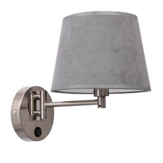Ibis lampa kinkiet satynowy 1x40W E14 abażur grafitowy, srebrno szary