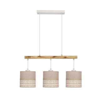 Izotto lampa wisząca biały 3x60W E27 abażur beżowy, biały, abażur beżowy