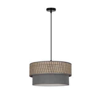 Karrara lampa wisząca czarny 1x60W E27 abażur szaro beżowy+szary, czarny, beżowy + szary