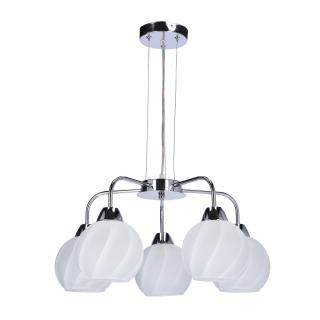 Larix lampa wisząca chromowy 5x40W E27 klosz biały, chromowy + biały