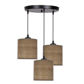 Legno lampa wisząca czarny talerz 15 3x40W E27 abażur orzechowy, czarny + orzechowy