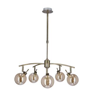 Lentini lampa wisząca patynowy 5x40W G9 klosz bursztynowy, patynowy, klosz bursztynowy