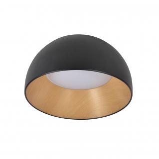Liguria lampa sufitowa plafon czarno drewniany 18W LED 35 cm klosz biały