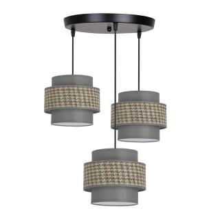 Luccia lampa wisząca czarny talerz 3x40W E27 abażur beżowy+grafitowy, czarny, grafitowy+ szaro-beżowy