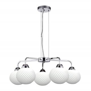 Madryt lampa wisz¹ca chrom 5x60W E27 klosz bia³y