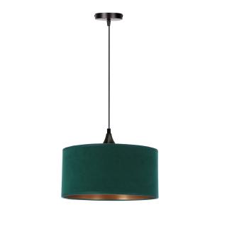 Maloto lampa wisząca czarny 1x60 E27 abażur walec 30x15 velur but.ziel/złoto