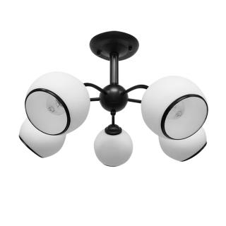 Marinen lampa wisząca czarny 5x40W E27 klosz biały z obwódką, czarny + biały
