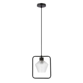 Niko lampa wisząca czarny 1x40W E27 klosz bezbarwny karbowany