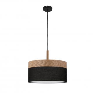 Orto lampa wisząca czarny+drewniany 1x60W E27 abażur brązowy+czarny, czarny + drewniany