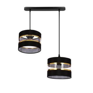 PANDY lampa wisząca czarny 2x40W E27 abażur czarny+złoty, czarny + złoty