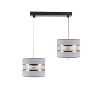 PANDY lampa wisząca czarny 2x40W E27 abażur szary+złoty, czarny, szary + złoty