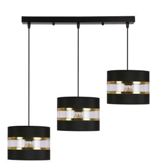 PANDY lampa wisząca czarny 3x40W E27 abażur czarny+złoty, czarny + złoty