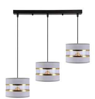 PANDY lampa wisząca czarny 3x40W E27 abażur szary+złoty, czarny, szary + złoty