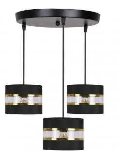 PANDY lampa wisząca czarny talerz 3x40W E27 abażur czarny+złoty, czarny + złoty