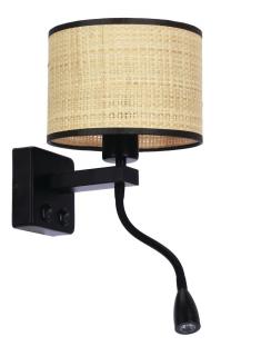 Polo lampa kinkiet czarny 1x40W E27+2W LED abażur beżowy, czarny + beżowy