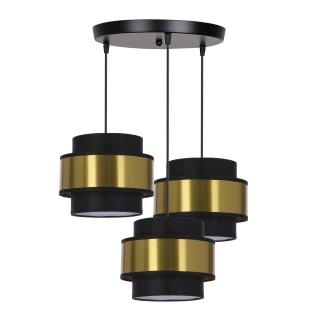 Prestige lampa wisząca czarny talerz 3x40W E27 abażur czarny+złoty, czarny + złoty