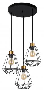 Primo lampa wisząca talerz czarny+złoty 3x60W E27 klosz czarny, czarny + złoty