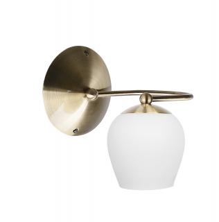 Serano lampa kinkiet patynowy 1x60W E27 klosz biały, patynowy, klosz biały