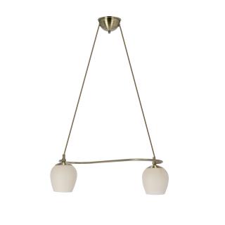 Serano lampa wisząca patynowy 2x60W E27 klosz kremowy, patynowy + kremowy