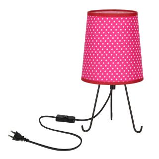 Smally lampa stołowa czarny 1x40 E14 abażur fuksja w kropki, czarny + fuksja