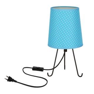 Smally lampa stołowa czarny 1x40 E14 abażur niebieski kropki, czarny + niebieski