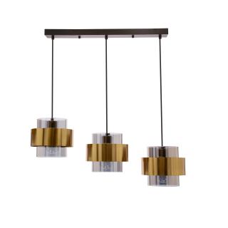 Spiega lampa wisząca czarny+mosiężny 3x60W E27 klosz dymiony, czarny + mosiężny, klosz dymiony