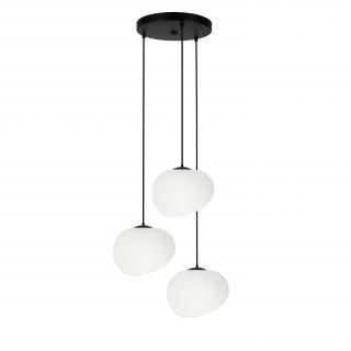 STONES lampa wisząca talerz czarny 20cm 3x40W E27 klosz biały, biało czarny
