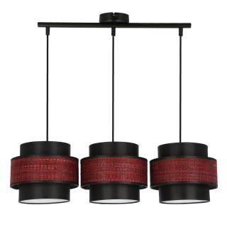 Toscana lampa wisząca czarny 3x60W E27 abażur bordowy+czarny, czarny + bordowy