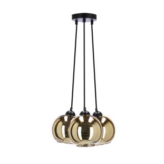 Trio lampa wisząca czarny 3x60W E27 klosz złoty, czarny + złoty